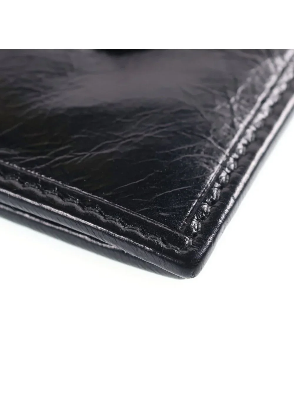 Prada Triangle Logo Bifold Wallet Compact Card Case Black Leather